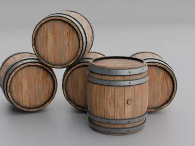 Old Wooden Barrel Low-poly 3D model Low-poly 3D model purchase
