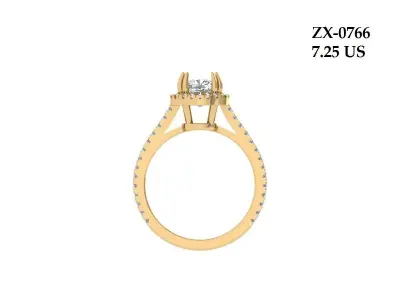 Cushion Solitaire Ring 3D print model