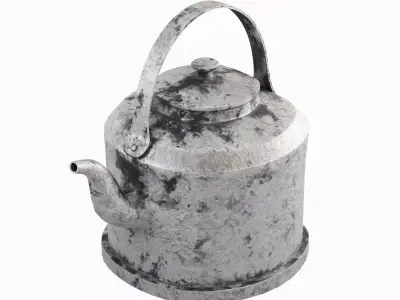 Used Iron Kettle 02 Low-poly 3D model
