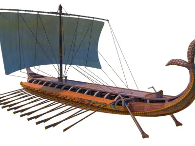 Historical Roman Greek Warship Trireme Low-poly 3D model