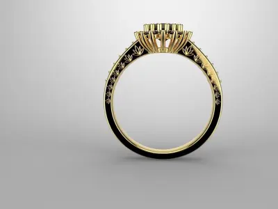 Black and White Diamond Vintage Engagement Ring 3D print model