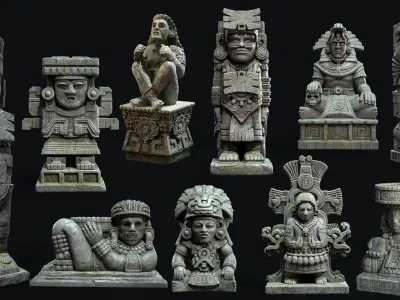 Aztec Mayan Statue 3D model