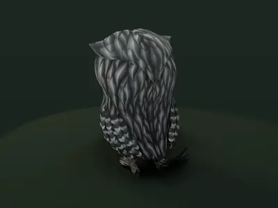 Cartoon Grey Owl 3D Model Low-poly 3D model