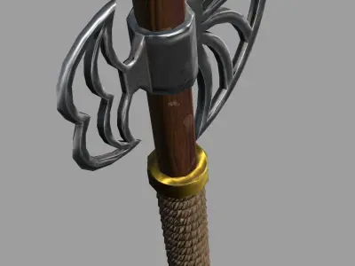 Stylized Steel and Brass Handaxe Low-poly 3D model