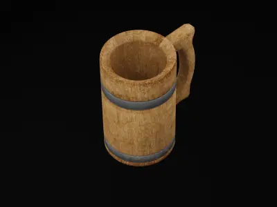 Wooden Tankard  Low-poly 3D model