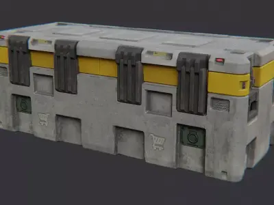 Military Storage Crate with Yellow Stripes Low-poly 3D model