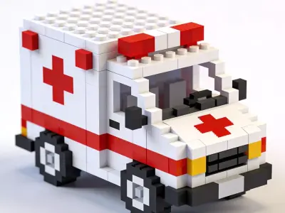 Voxel RC Ambulance 3D Model Low-poly 3D model