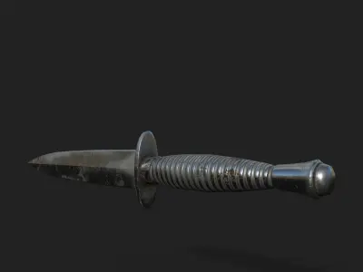 WW2 British commando knife Low-poly 3D model