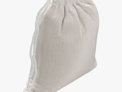 Muslin Bags Cotton Drawstring Bags Sachet Bag 3D model