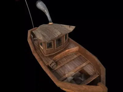 Cartoon boat Low-poly 3D model