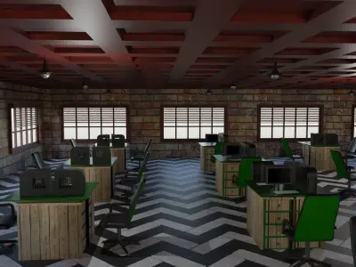 Office Interior Low-poly 3D model get