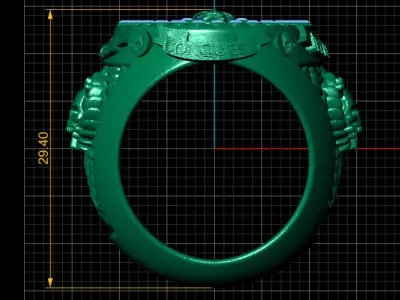 SKULL FACE DESIGN ANTIQUE RING 3D PRINTABLE MODEL 3D print model
