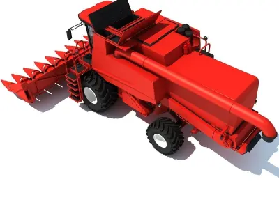 Red Combine Harvester 3 3D model