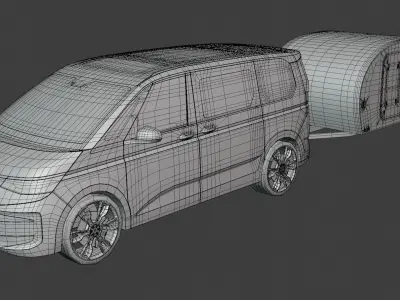 VW Multivan with caravan 3D model