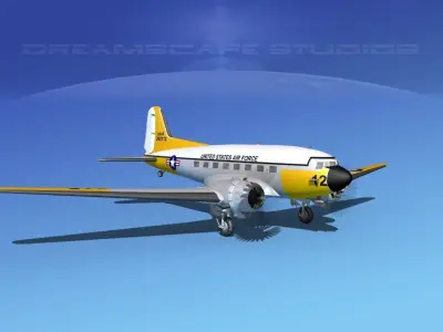 Douglas C-47 Dakota USAF V02 3D model