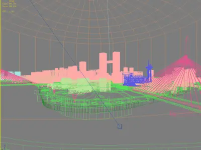Architecture futuristic city with skyscrapers and bridges 3D model