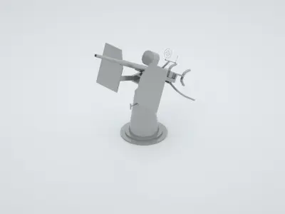 20mm Oerlikon Single Anti Air Machine Gun Mk4 Mount 3D model