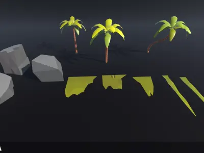 Lowpoly Oil Rig Environment Low-poly 3D model