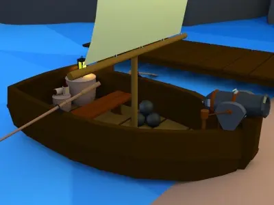 Low Poly Boat Free low-poly 3D model