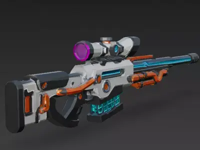 Cartoon Cyber Sniper Rifle 3D Model PBR Low-poly 3D model