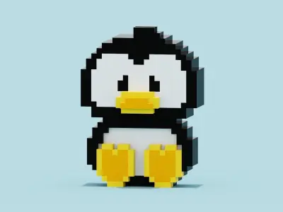 Voxel Penguin Low-poly 3D model