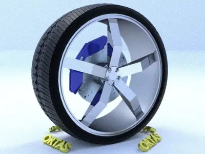 ORTAS CAR RIM 51 GAME READY RIM TIRE AND DISC 3D model