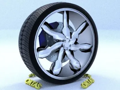 ORTAS CAR RIM 66 GAME READY RIM TIRE AND DISC 3D model