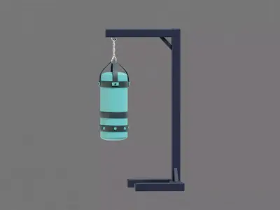 Punch bag and stand Low-poly 3D model