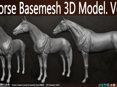 Horse Base-mesh 3D Model Vol 01 Low-poly 3D model