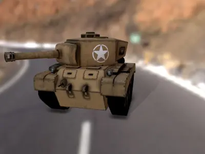 Stylized cartoon tank Low-poly 3D model