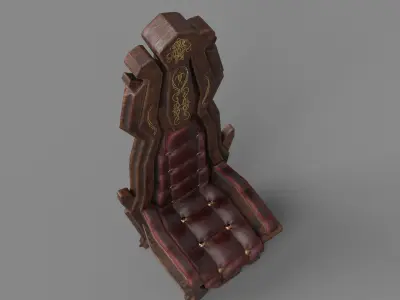 Wooden Throne Low-poly 3D model