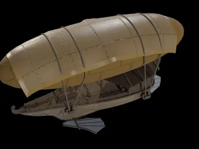Fantasy Flying Ship Low-poly 3D model