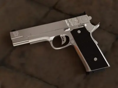 pistol Low-poly 3D model 2