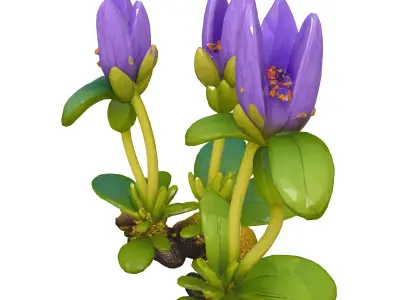 Stylized Alien Flower Cluster 3D Model Low-poly 3D model