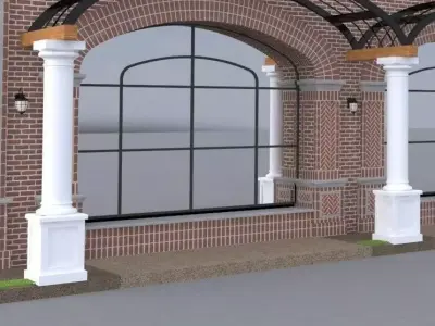 ARCHITECTURAL  - ARCHED TRELLIS - WITH COLUMNS 3D model