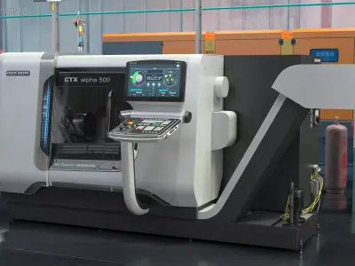 DMG Mori CTX Alpha 500 CNC Turning Center Rigged 3D model
