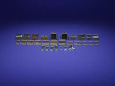 Low Poly Weapon And Container Assets Low-poly 3D model