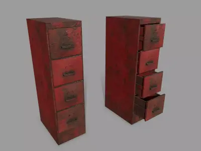 Cabinet metal with drawers Low-poly 3D model buy