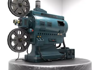 Old Film Reel Projector Gaming Asset Low-poly 3D model