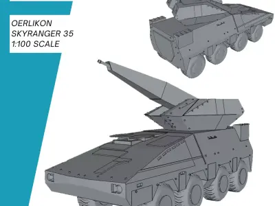 Oerlikon Skyranger 35 Mobile Air Defence System MADS 3D print model