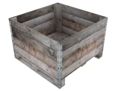 Wooden fruit crate 3D model