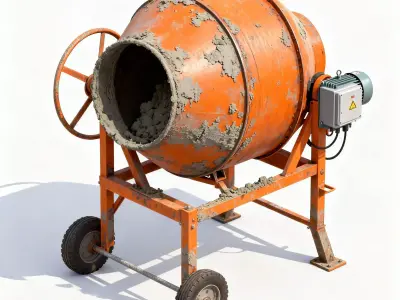 Portable Industrial Cement Mixer 3D Model Low-poly 3D model