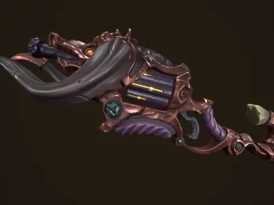 Modular stylized bull rifle shotgun revolver Low-poly 3D model