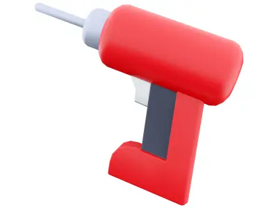 Cordless drill cartoon icon 3D model