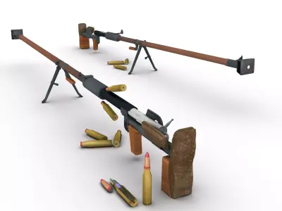  Anti-tank PTRD Rifle Russian 3D model