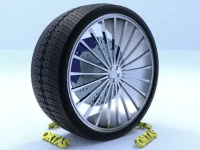 ORTAS CAR RIM 54 GAME READY RIM TIRE AND DISC 3D model