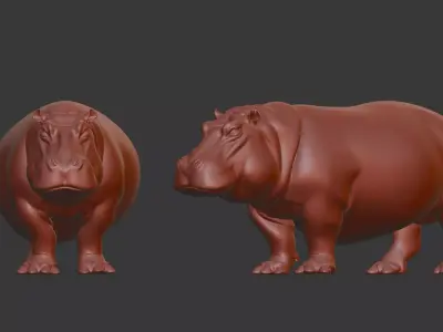 Hippo 3d scan print Low-poly 3D model