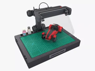 Modeling Workstation with Car M1 3D model