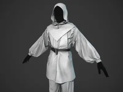 White Medieval Outfit Low-poly 3D model