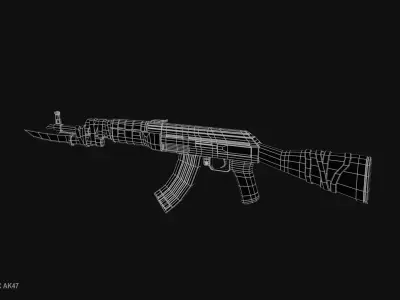 Post apocalyptic AK47 Low-poly 3D model